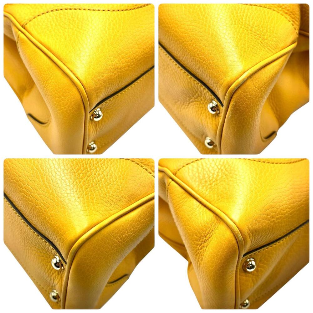 GUCCI Yellow Leather Bamboo Bag - Picture 5 of 10